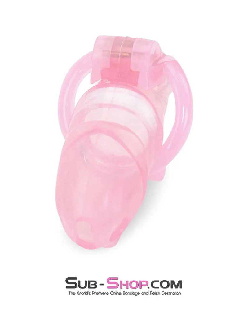 1358AR      Sissy Cock Blocker Silicone Tease and Torment Locking Male Chastity with Ball Divider