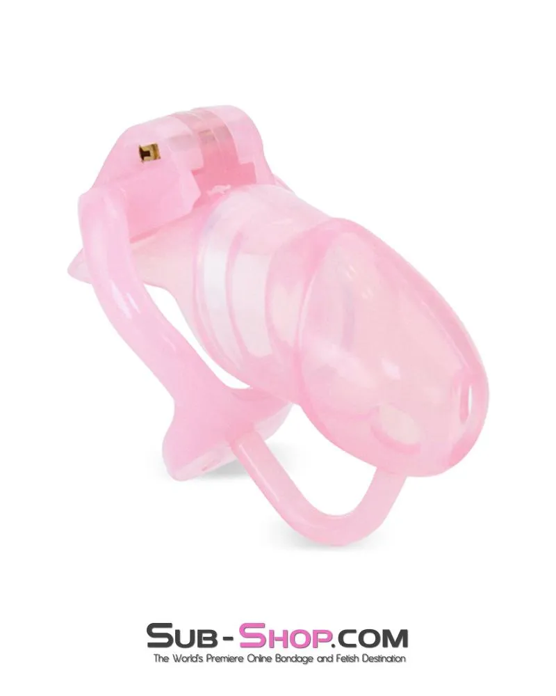 1358AR      Sissy Cock Blocker Silicone Tease and Torment Locking Male Chastity with Ball Divider