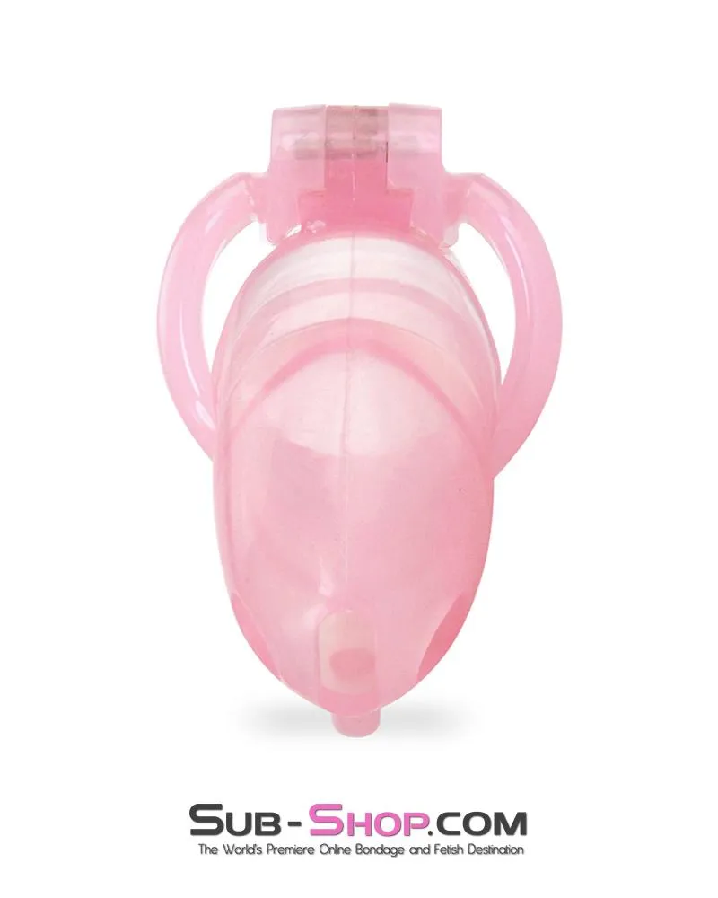 1358AR      Sissy Cock Blocker Silicone Tease and Torment Locking Male Chastity with Ball Divider