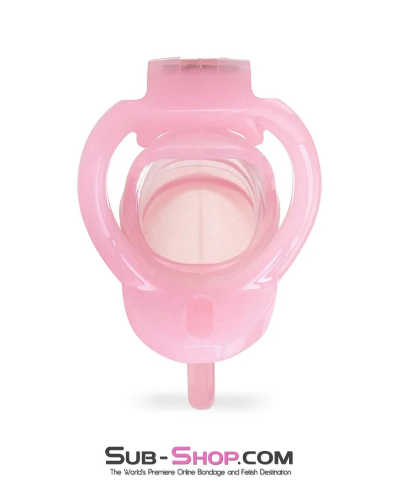 1358AR      Sissy Cock Blocker Silicone Tease and Torment Locking Male Chastity with Ball Divider