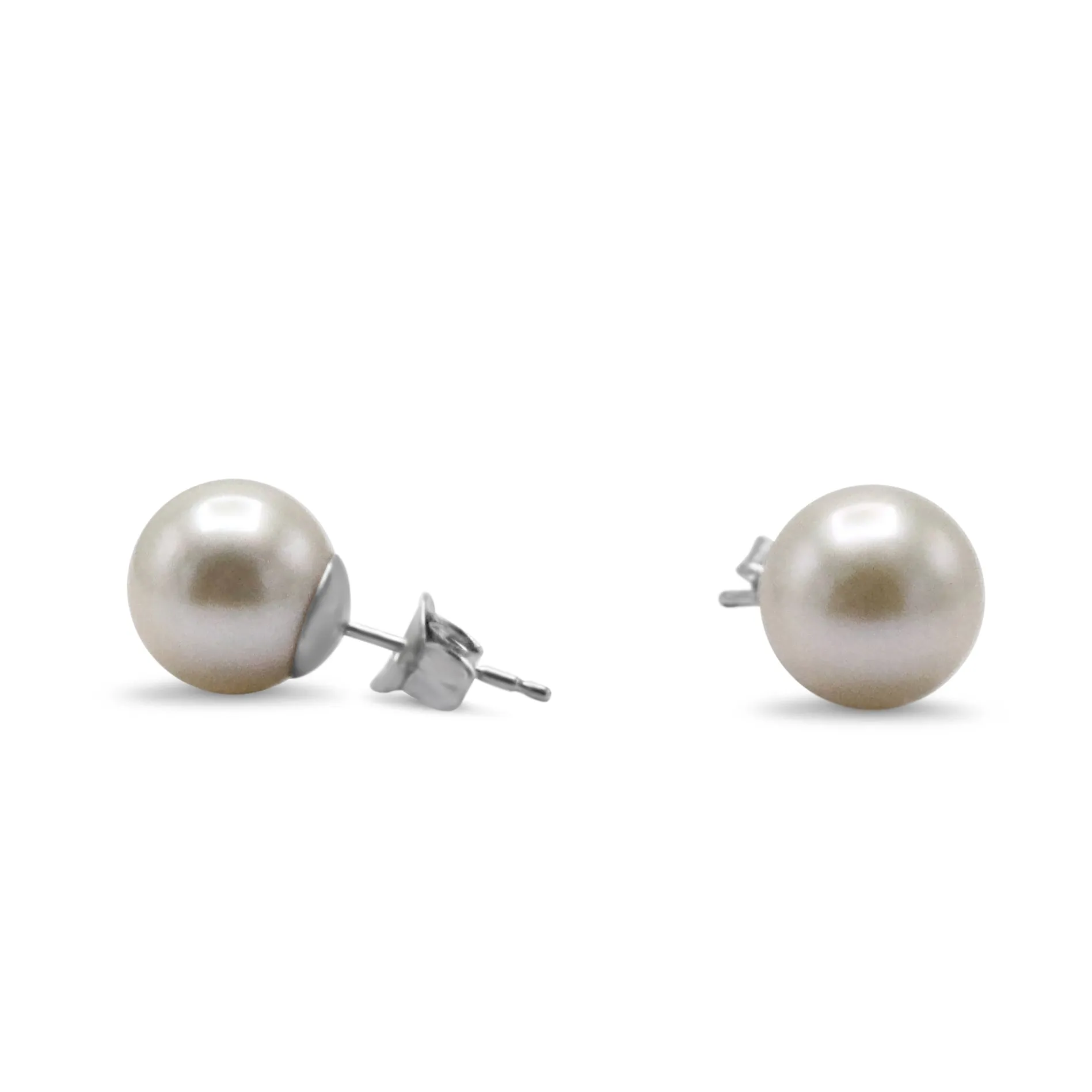 8-8.5mm White Akoya Cultured Pearl Earstuds - 18ct White Gold