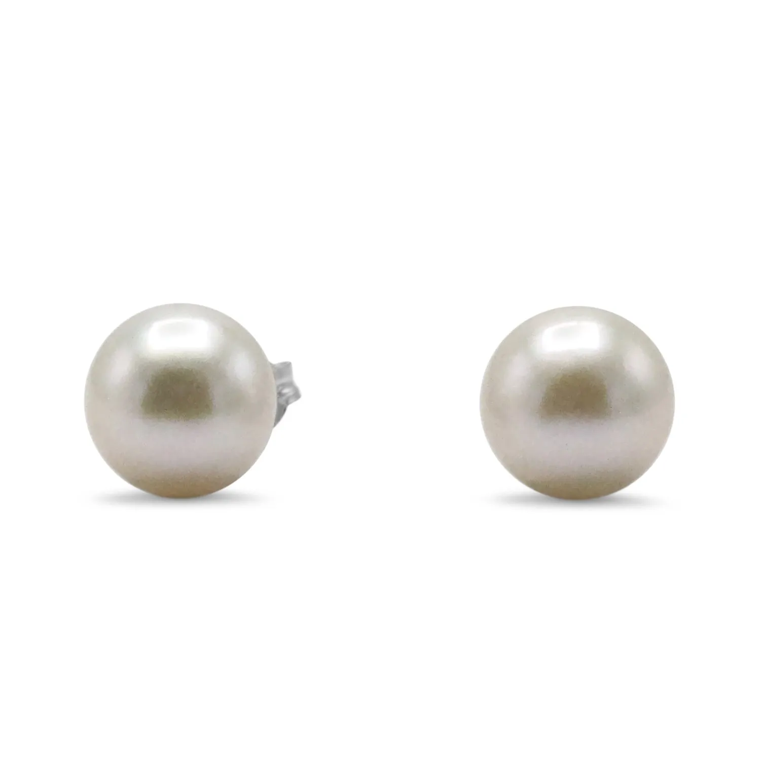 8-8.5mm White Akoya Cultured Pearl Earstuds - 18ct White Gold