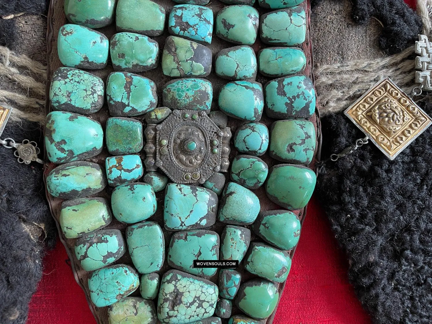 995 Old Heirloom Jewelry Ladakh Turquoise Perak Headdress