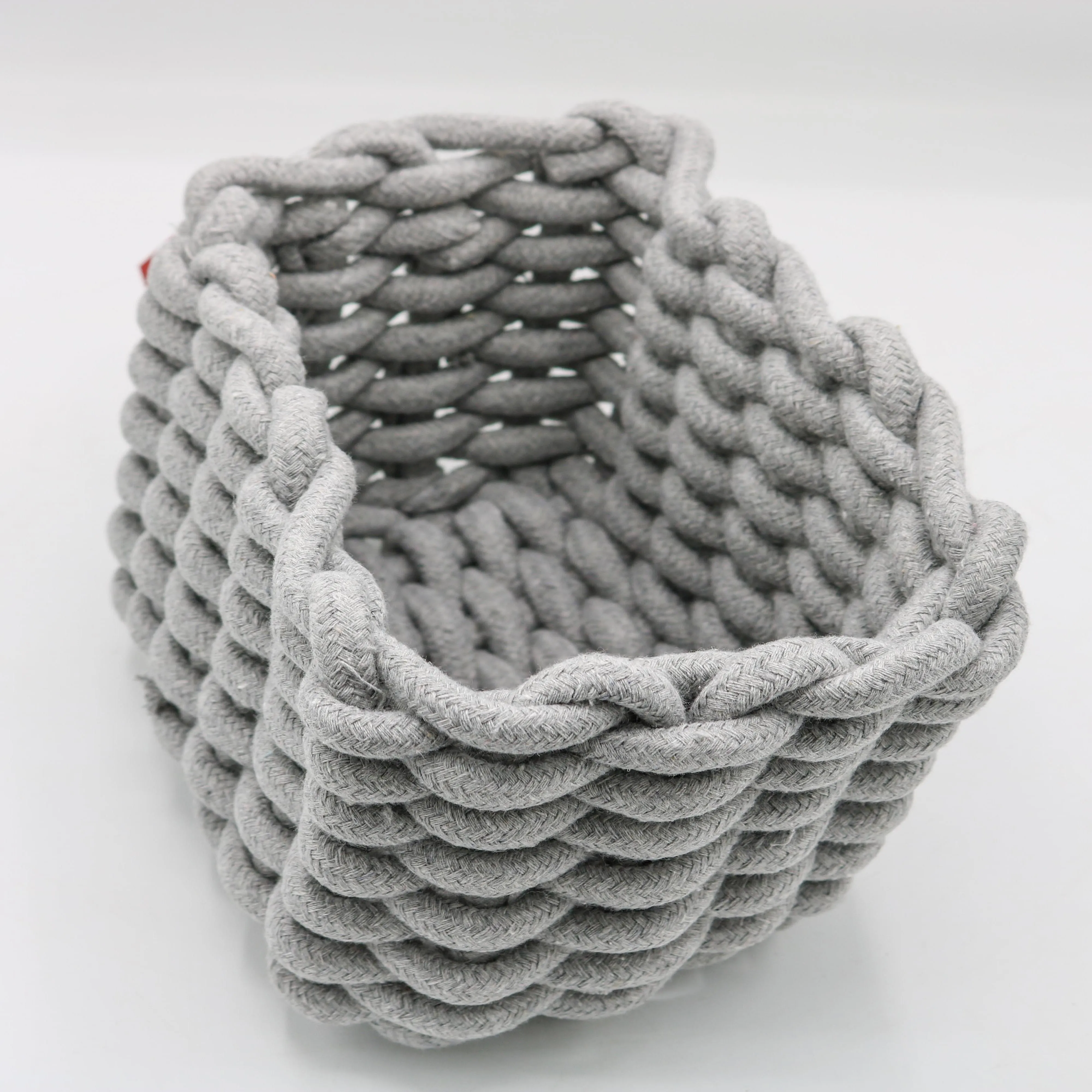 ARMN CARA KNITE ROPE TOWEL BASKET - GRAY