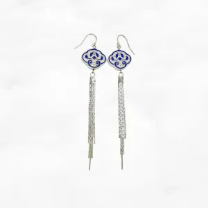 Auspicious Clouds Tassel Earrings Silver