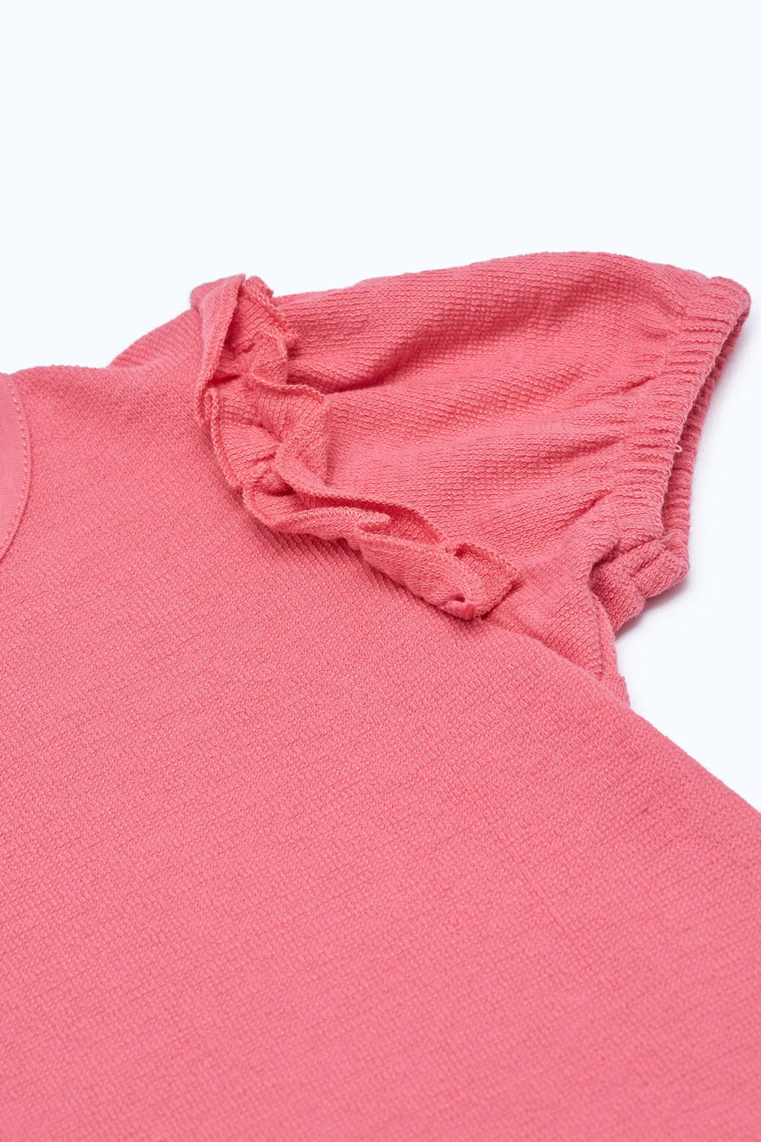 Baby Girls Pink Puff Sleeves Embellished T-Shirt