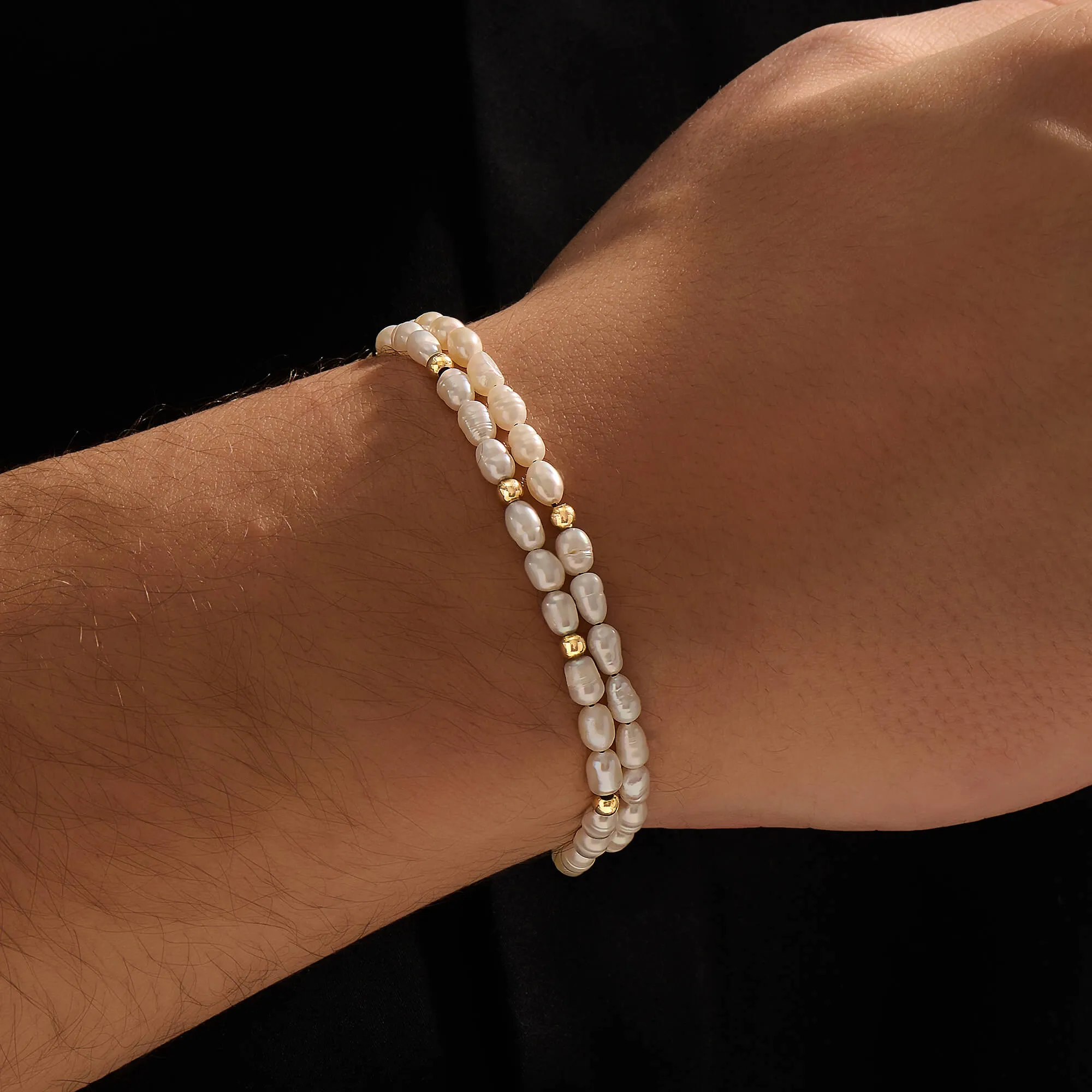 Baroque Pearl Beaded Wrap Bracelet in Silver