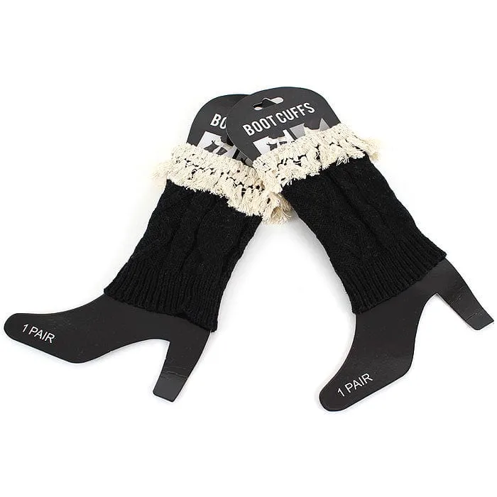 BC10109 Fashion Crochet Tassel Boot Cuffs/Leg Warmers