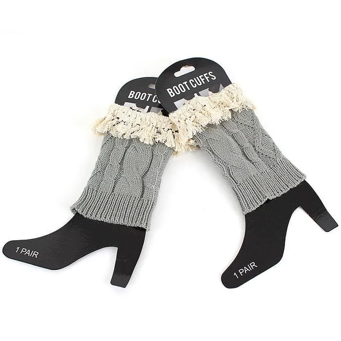 BC10109 Fashion Crochet Tassel Boot Cuffs/Leg Warmers