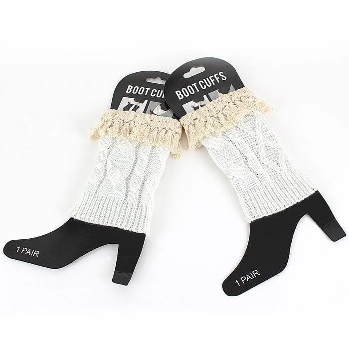 BC10109 Fashion Crochet Tassel Boot Cuffs/Leg Warmers