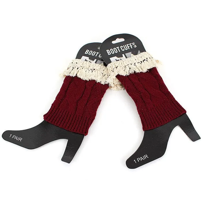 BC10109 Fashion Crochet Tassel Boot Cuffs/Leg Warmers