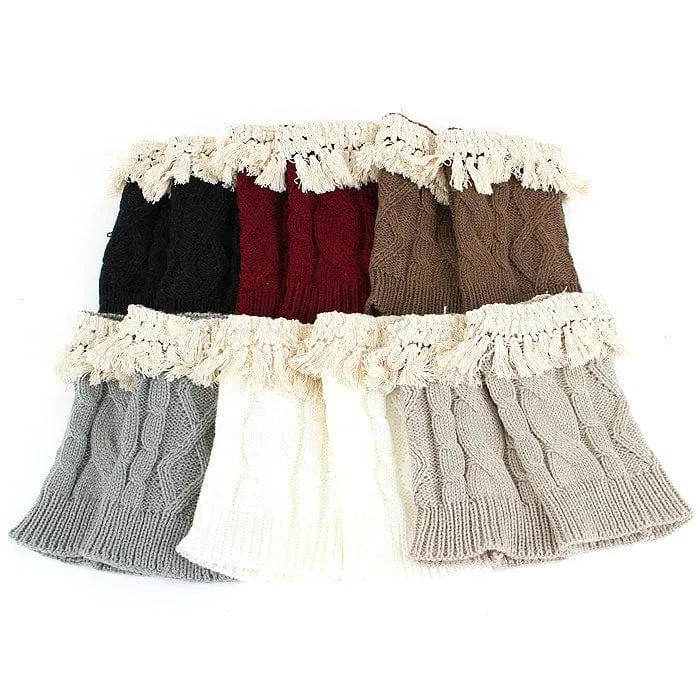 BC10109 Fashion Crochet Tassel Boot Cuffs/Leg Warmers