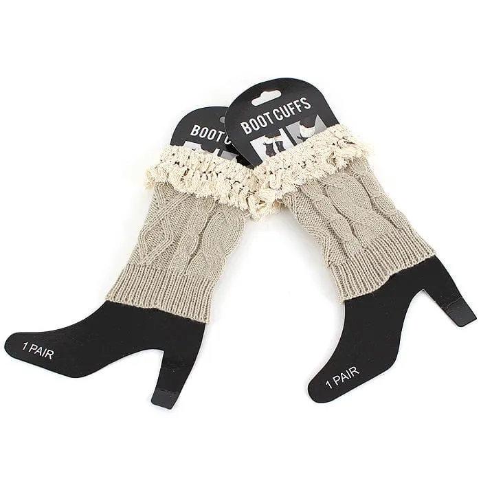 BC10109 Fashion Crochet Tassel Boot Cuffs/Leg Warmers