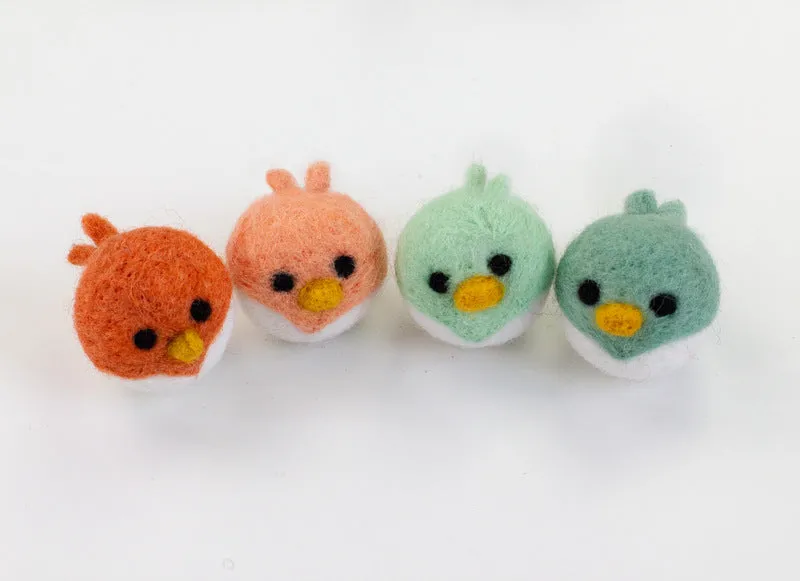 Bird Tree Ornaments- SET OF 4- Teals & Peach Chicks