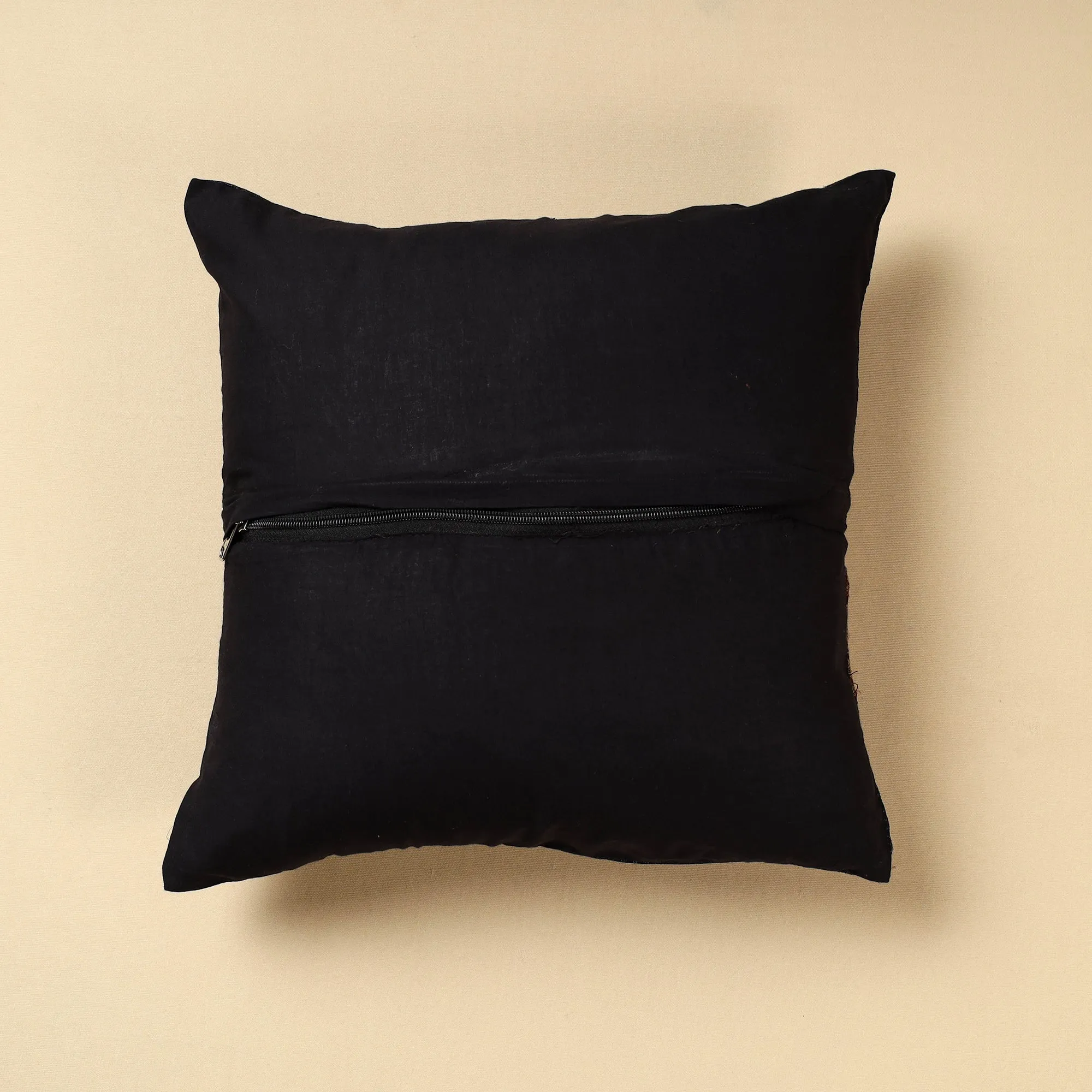 Black - Khun Weave Cotton Cushion Cover (16 x 16 in)