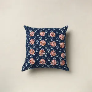 Blue - Hand Embroidered Phool Cushion Cover 03