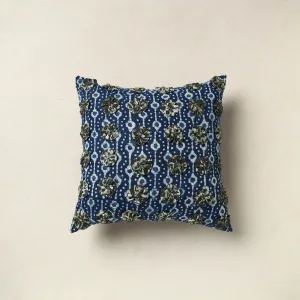 Blue - Hand Embroidered Phool Cushion Cover 12