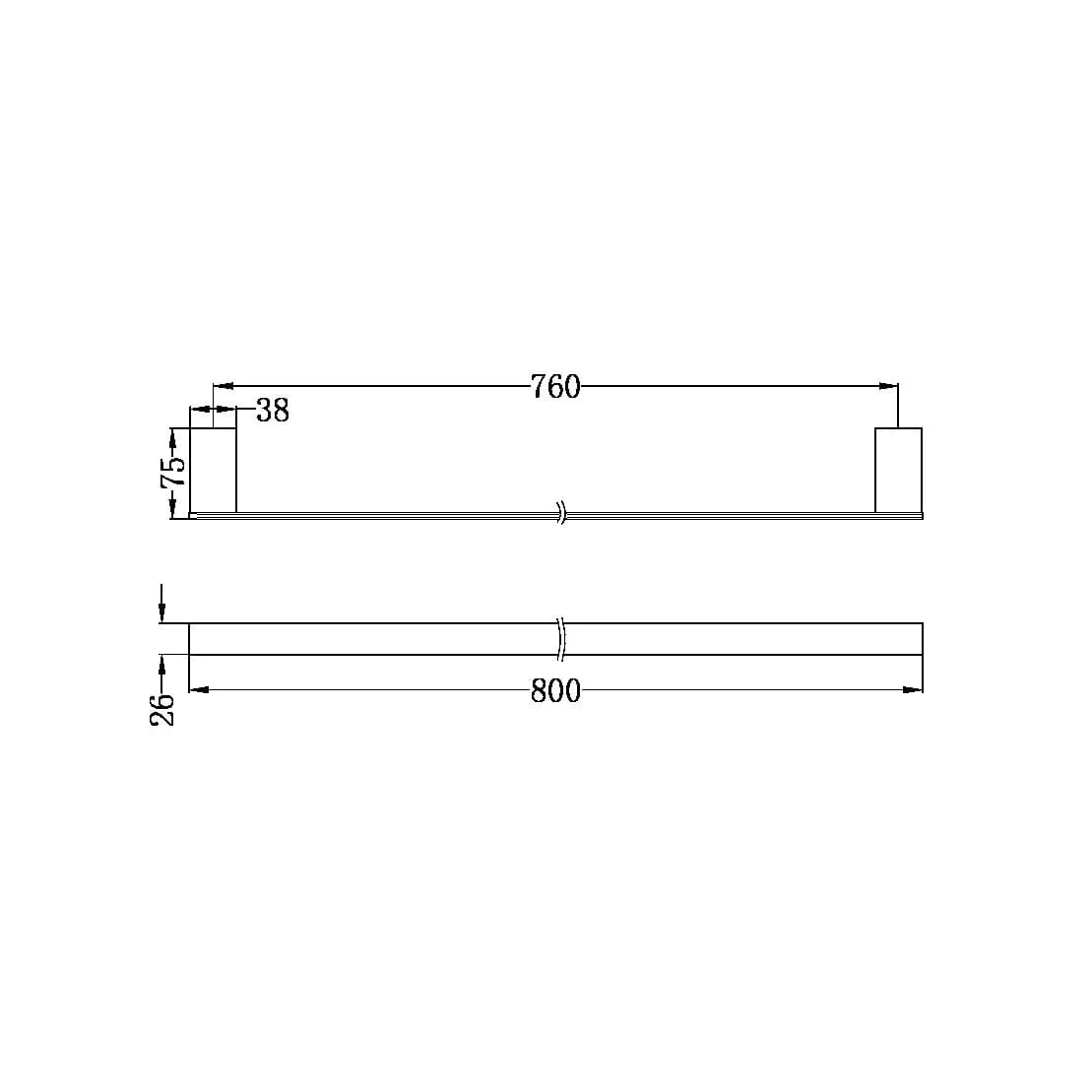 CELIA SINGLE TOWEL RAIL BRUSHED NICKEL 800MM 4630-BN