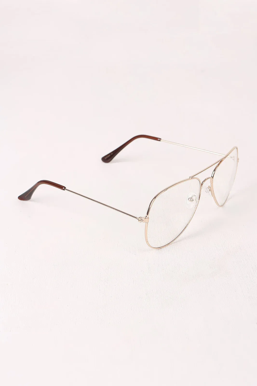 Clear Lens Wire Frame Aviator Glasses