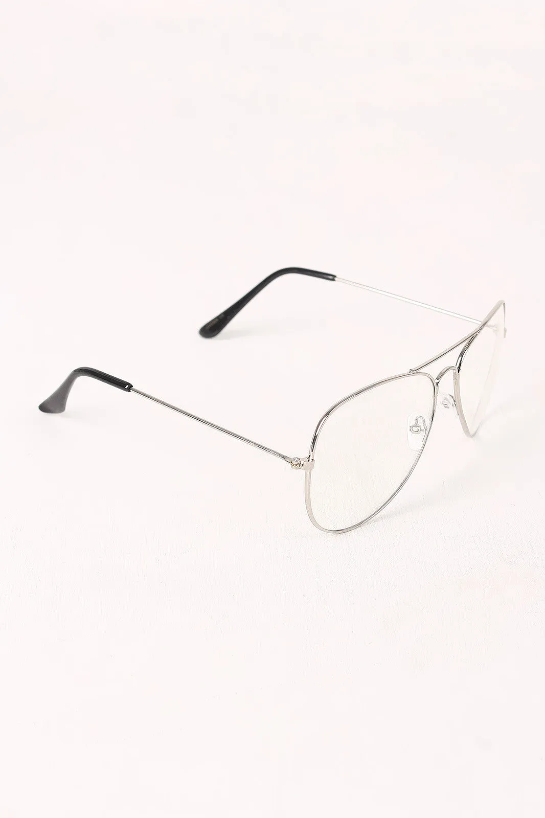 Clear Lens Wire Frame Aviator Glasses