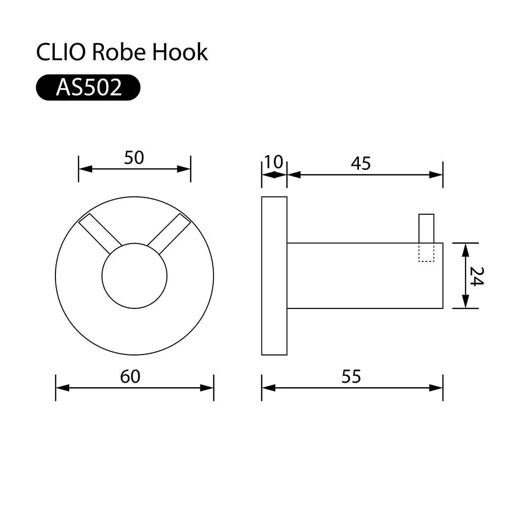 Clio Double Robe Hook Brushed Nickel