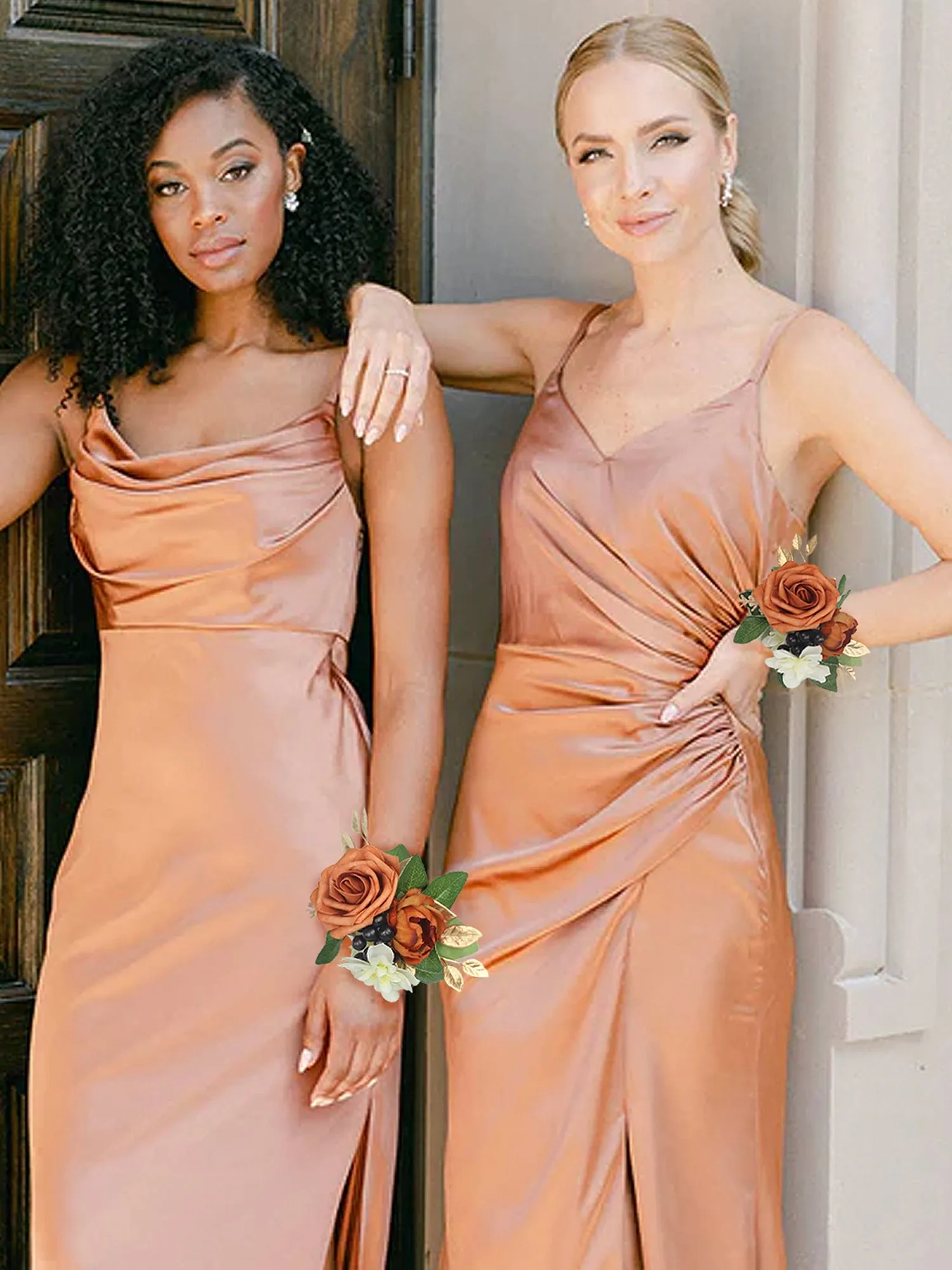 Corsage and Boutonniere Set Burnt Orange