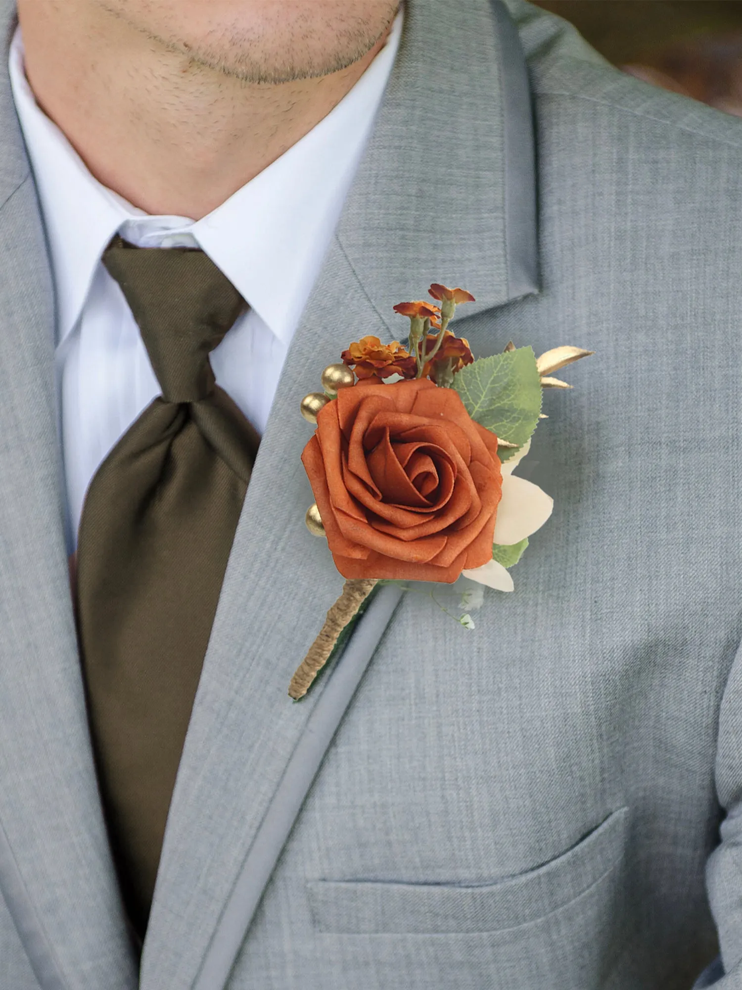 Corsage and Boutonniere Set Burnt Orange