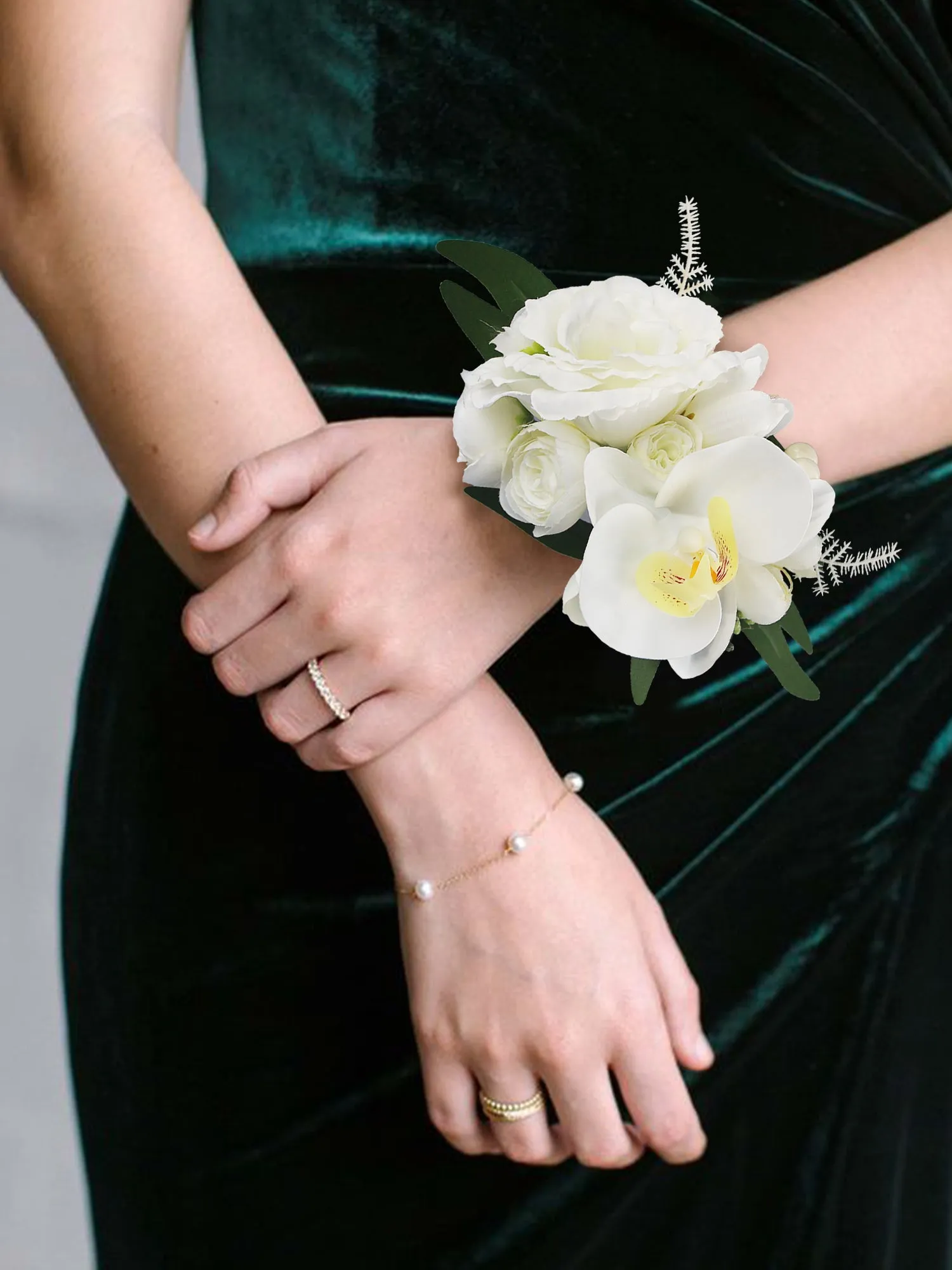 Corsage and Boutonniere Set White Orchid