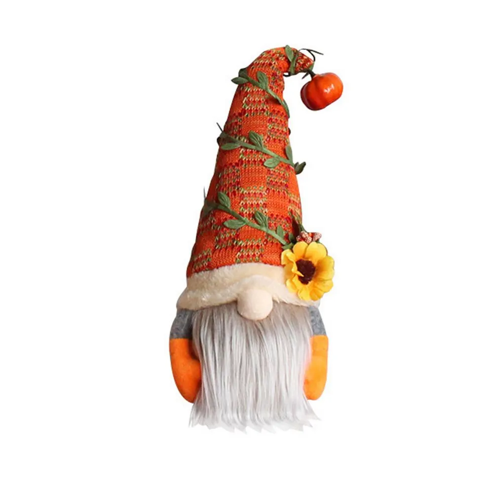 Cute Fall Gnome Pumpkin Head Faceless Doll Sunflower Swedish Nisse Tomte Elf Dwarf Plush Doll Christmas Autumn Thanksgiving Deco