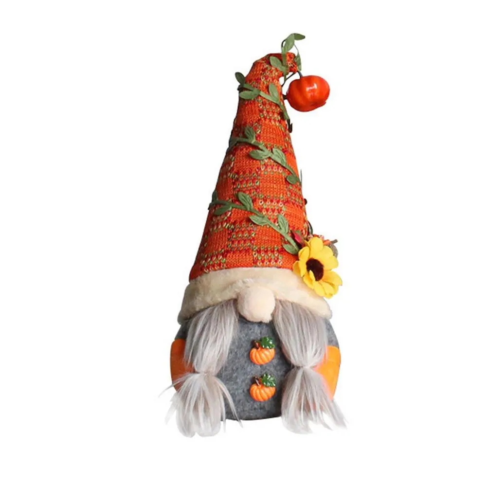 Cute Fall Gnome Pumpkin Head Faceless Doll Sunflower Swedish Nisse Tomte Elf Dwarf Plush Doll Christmas Autumn Thanksgiving Deco