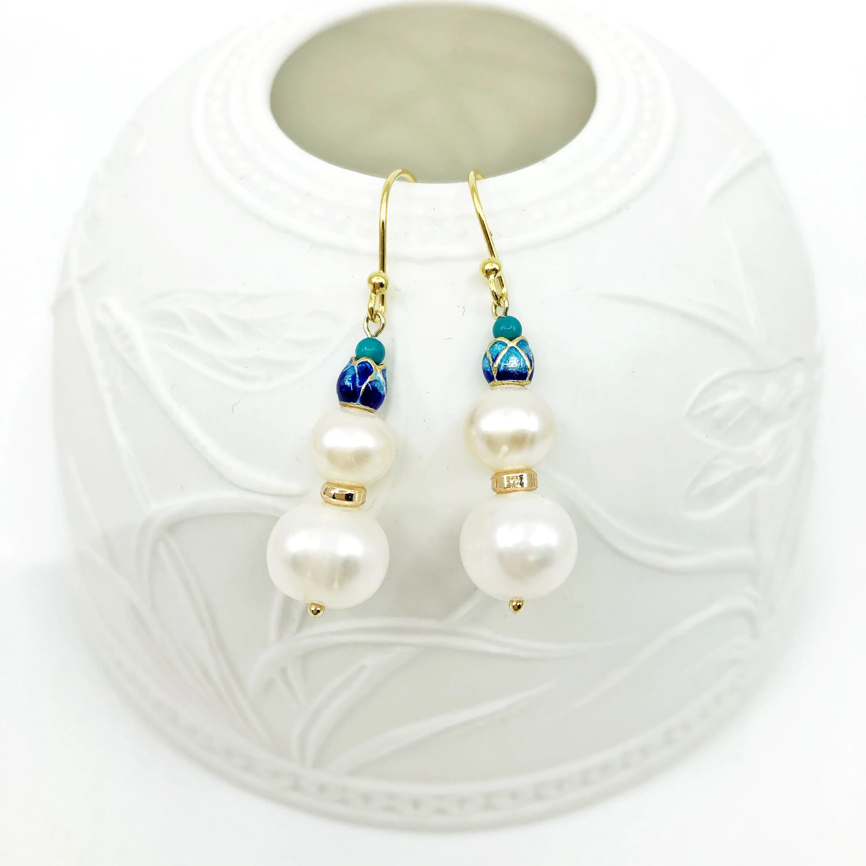 Duo Pearl Earrings Gold