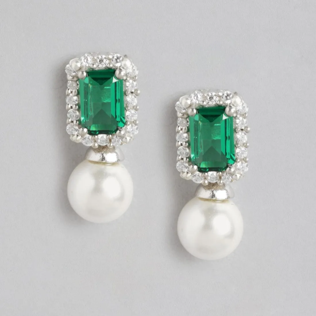 Enchanting Fusion Rhodium-Plated CZ and Freshwater Pearl Drop Earrings