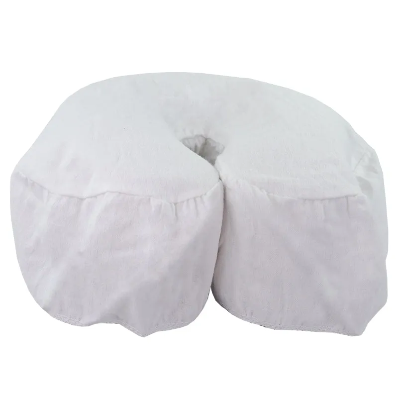 Flannel Face Rest Cover with Sewn-in Drape, White