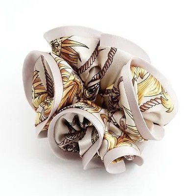 Glossy Satin Fabric Baroque Print Hair Scrunchies Korea Hair Accessory