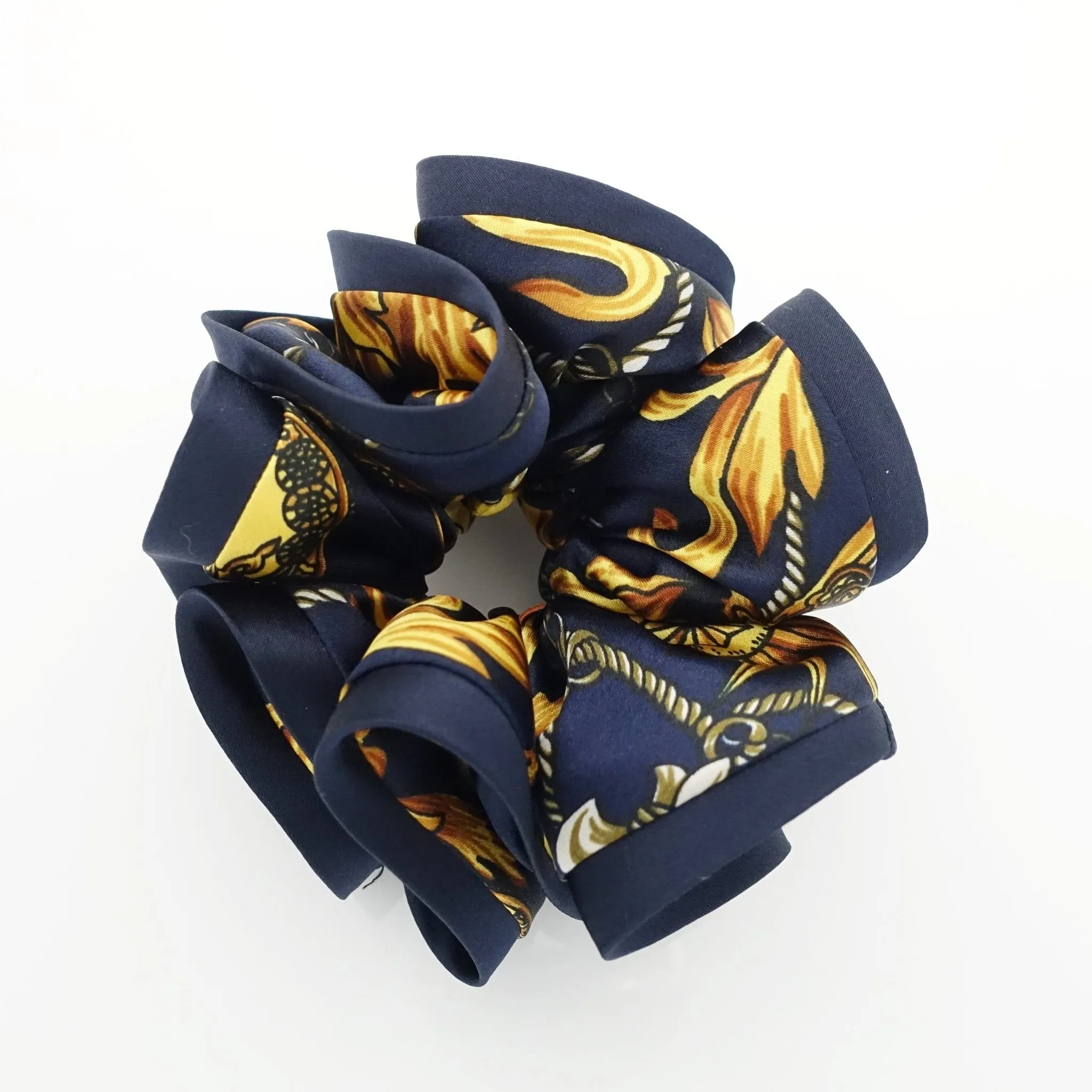 Glossy Satin Fabric Baroque Print Hair Scrunchies Korea Hair Accessory