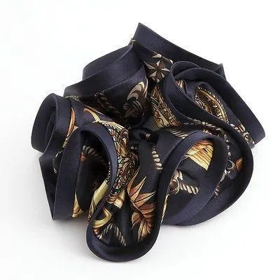 Glossy Satin Fabric Baroque Print Hair Scrunchies Korea Hair Accessory