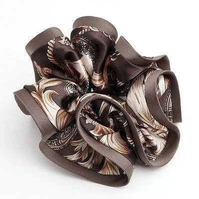 Glossy Satin Fabric Baroque Print Hair Scrunchies Korea Hair Accessory