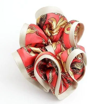 Glossy Satin Fabric Baroque Print Hair Scrunchies Korea Hair Accessory