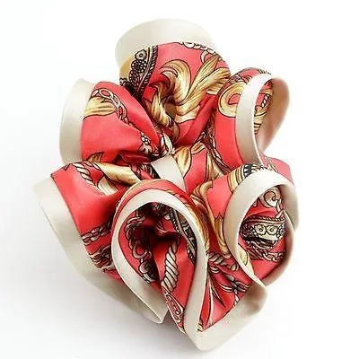 Glossy Satin Fabric Baroque Print Hair Scrunchies Korea Hair Accessory