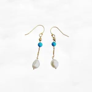 Gold Baroque Pearl Dangle Earrings