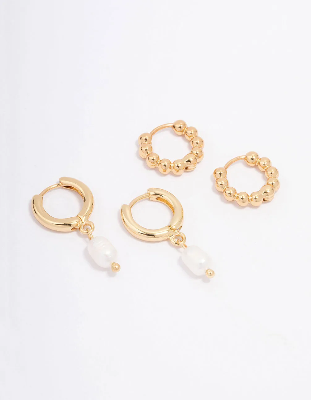 Gold Plated Freshwater Pearl Hoop Earring Pack