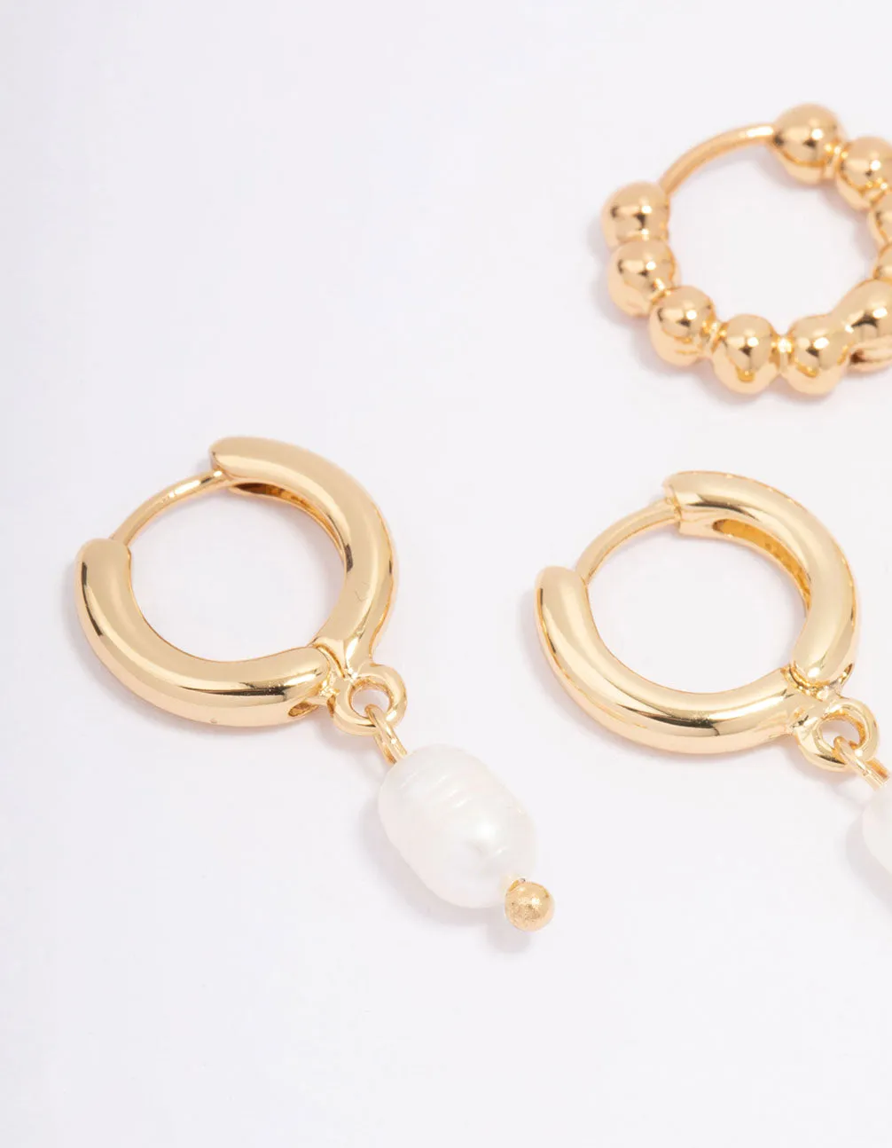 Gold Plated Freshwater Pearl Hoop Earring Pack