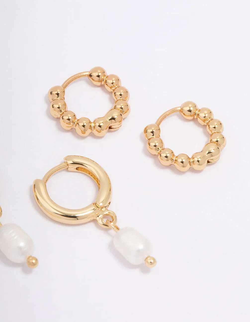 Gold Plated Freshwater Pearl Hoop Earring Pack