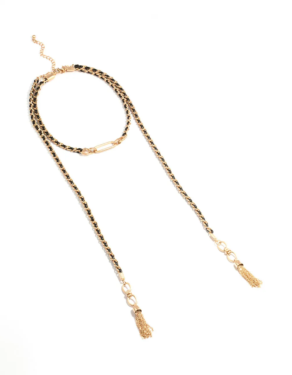 Gold Tassel Chain Wrap Necklace