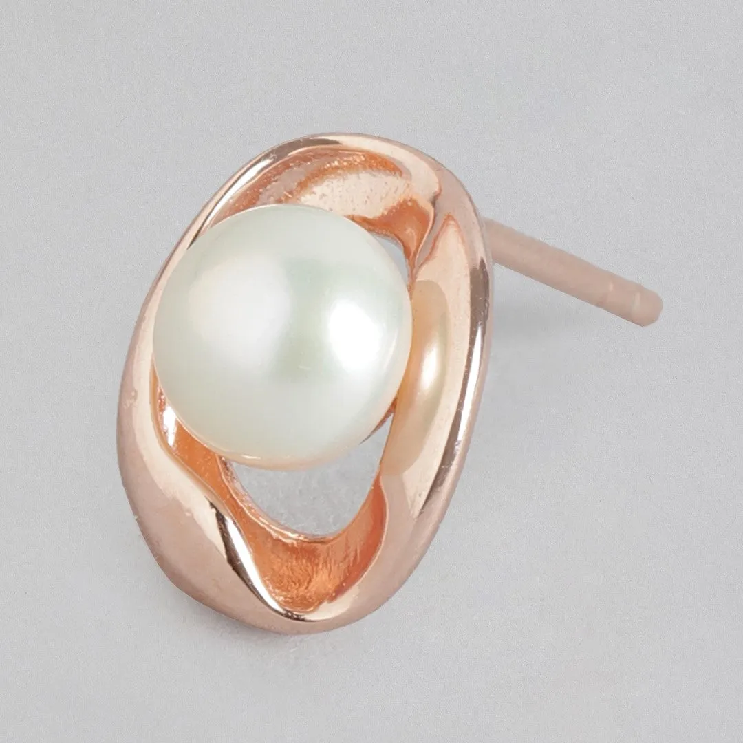 Golden Pearl Radiance Freshwater Pearl Rose Gold-Plated 925 Sterling Silver Earrings