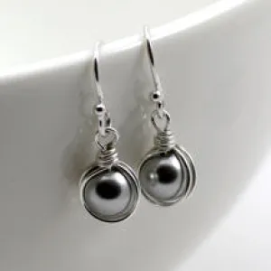 Grey Swarovski Pearl Earrings