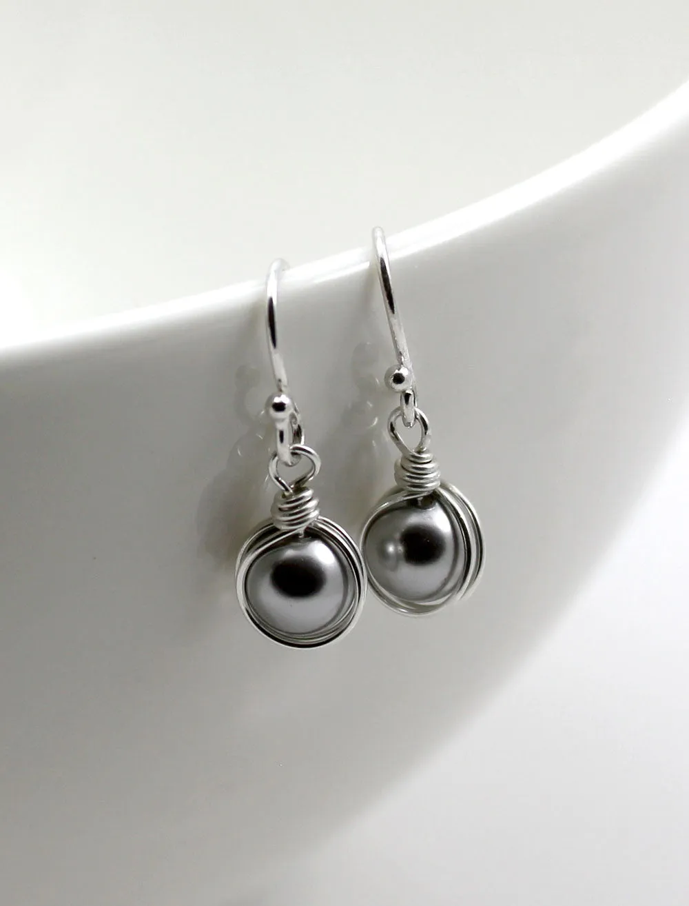 Grey Swarovski Pearl Earrings