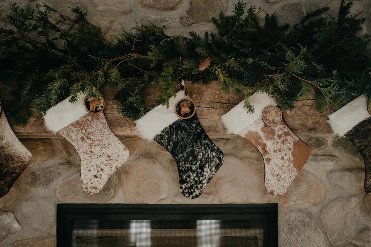 Handmade Cowhide Christmas Stockings