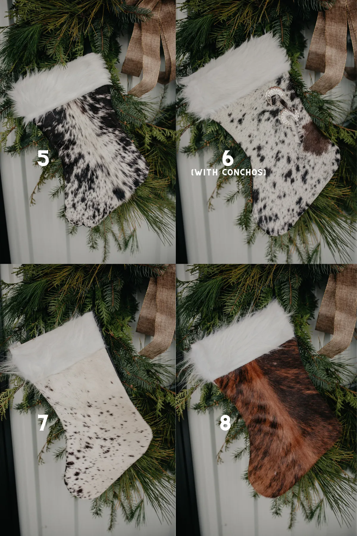 Handmade Cowhide Christmas Stockings