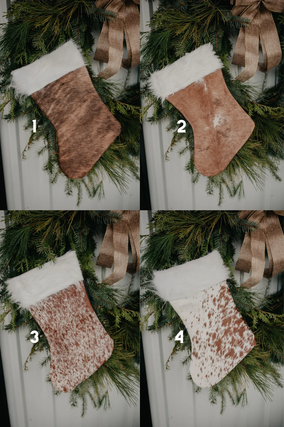 Handmade Cowhide Christmas Stockings